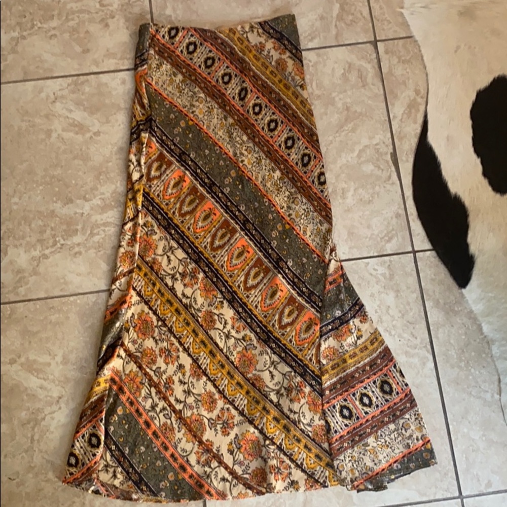 Free people silk maxi skirt